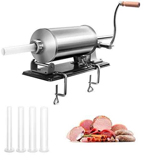 GOPLUS 4,8L Insaccatrice manuale Insaccatrice per salsicce Macchina per salsiccia in Acciaio inossidabile salsicce siringa con 4 tubi di riempimento