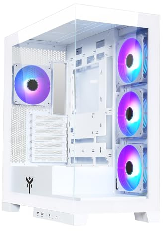 Itek Case SHOWBUI 45W - Gaming Tower, ATX, 4x12cm ARGB fan, 2xUSB3, Type-C, Side & Front Panel Temp Glass, White Edition