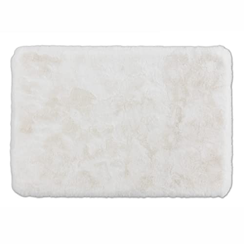 Schöner Wohnen Kollektion Badezimmerteppich 40 x 60 cm – sehr Flauschige Badematte weiß – waschbar und rutschhemmend