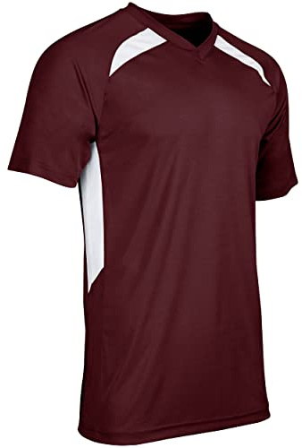 CHAMPRO boys Check Youth Baseball Jersey, Maroon , White, X-Small US