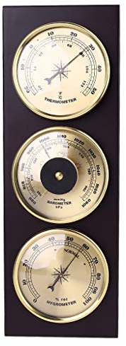 BIlinli 3 Stück/Set Barometer Hygrometer Thermometer Wetterstation mit Holzrahmen Basis Ornamente 31cm x 11cm