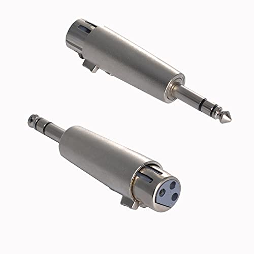WLGQ 6.35 Adaptador Macho a XLR Hembra 1/4 TRS a XLR Adaptador de Conector de Audio binaural para Cable Auxiliar Amplificador de Guitarra Mezclador de Amplificador de Piano Digital, 2 Piezas