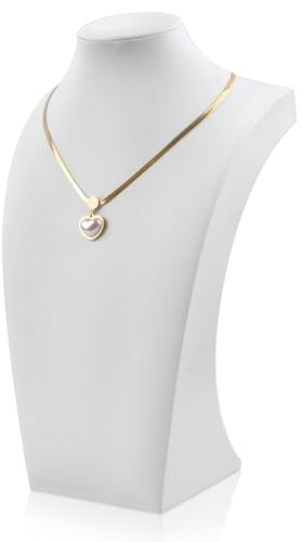 Homeanda Necklace Display Bust - PU Leather Jewelry Bust Stand for Photography, Boutique Display, and Home Organisation(White-13.4x8.2)