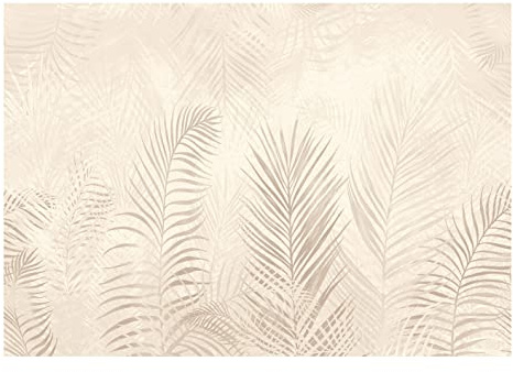 Carta Da Parati Fotografica Foglie Di Palma Calcestruzzo Piume - Include Colla - Moderna Design Carta per Pareti Soggiorno Camera Da Letto Sala Fotomurali In Tessuto Non Tessuto TNT (416x254 cm)