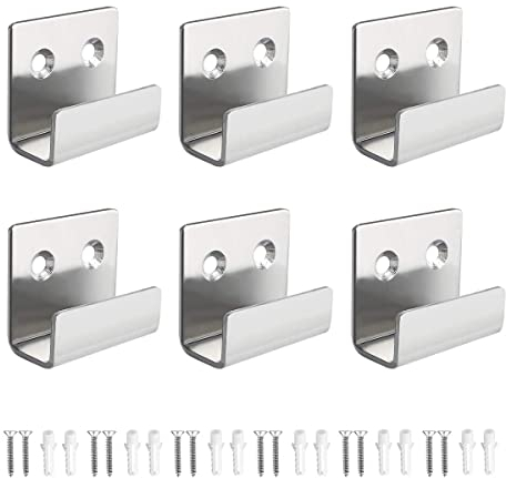 ZHIQIN 6 Stk Silber Schwerlast-Haken Keramikfliesen Halterungen Edelstahl Keramikfliesen Wandhaken U Winkel Halterung zum Aufhängen von Bildern Spiegeln in der Badezimmer Garderoben Küche Garage
