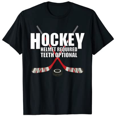 Hockeytrikot mit Helm, benötigte Zähne, optionales Eishockey-Geschenk T-Shirt