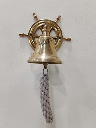 Nautical Wall Hanging Ship Bell Dinner Bell Tip Bell Indoor/Outdoor Decoration Bells Variety with Mounting Hardware Bracket Ship Boat Maritime Decor (D-3 inch H-5 inch, Brass Finish)