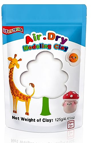 iFergoo Air Dry Clay, White Ultra Light Modeling Clay | DIY Creative Modeling Dough for Arts Crafts, Cosplay, Figurines - Soft, Easy Modeling, Kids Gifts for Girls Boys 4.41oz/125g