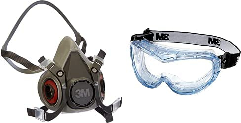 3M XA007702658 6200M Mehrweg-Halbmaske, Größe M, Grau Vollsichtschutzbrille Fahrenheit FheitAF – Schutzbrille mit AS, AF & UV Beschichtung – Ideal für das Tragen mit Atemschutzmasken oder Brillen