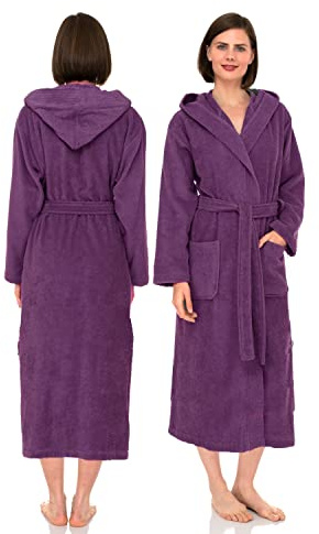 NAUSHA.HOME Luxury Hooded Bathrobe Mens & Ladies Dressing Gown 100% Cotton Terry Toweling Shawl Robe Perfect For Hotel & Spa Soft Stylish Robe