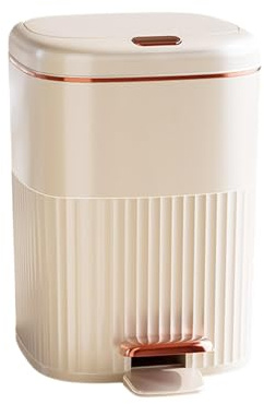 Colcolo Cubo de Basura con Pedal, contenedor de Basura Rectangular, Cubo de Basura para baño, Inodoro para el hogar, Sala de Estar, Dorado Blanco 15L