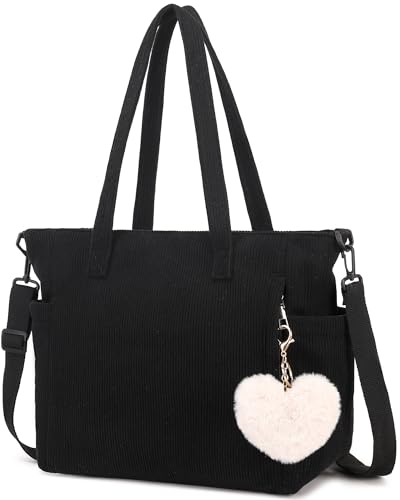 Makukke Cord Tote Bag Tasche Damen Umhängetasche Groß Shopper Tasche Handtasche Schultertaschen für Arbeit Büro Reisen Einkaufen Schule