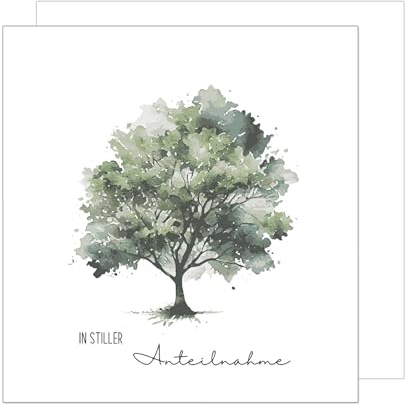 Edition Seidel Premium quadratische Trauerkarte mit Umschlag. Beileidskarte Karte In stiller Trauer Mitgefühl stille Anteilnahme Abschied herzliches Beileid Baum (TQ107 SW024)