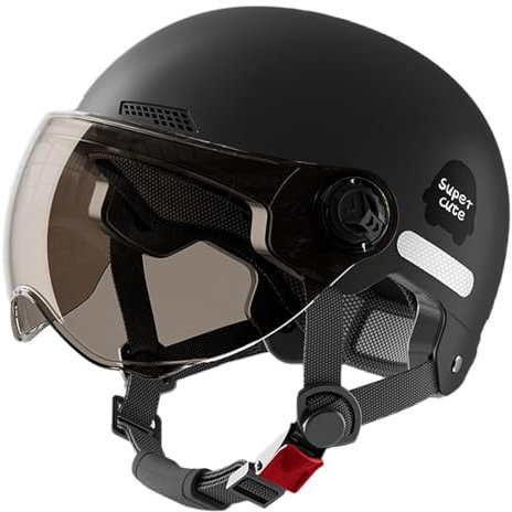 Casco Da Moto Per Adulti 709ABS - Casco Aperto Per Scooter Con Visiera Parasole, Cappello Di Sicurezza Per Motocicletta, Circonferenza Testa 45-65cm, DemiJet