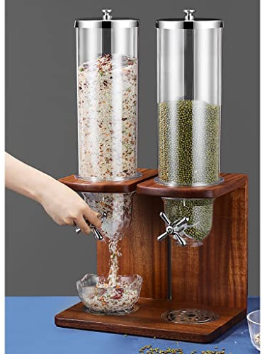 IUokLU Dispensador de Alimentos con Base de Madera Dispensador de Cereales de 1 a 3 Rejillas Contenedores de Alimentos para Frutos Secos legumbres Dulces bocadillos，Marrón-7L