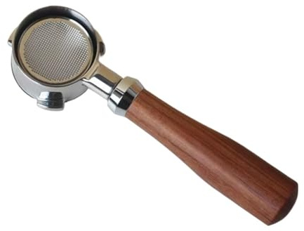 VDSRPSDLQ For macchina da caffè Typ 1170 Portafiltro da 54 mm con cestello da 2 tazze Portafiltro senza fondo Doppio beccuccio Manico in legno(Type E RW Bottomless)