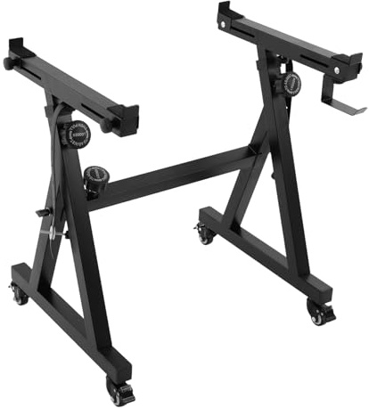 YUYUZI Soporte de teclado ajustable en altura con ruedas y ganchos para auriculares – robusto soporte de piano estilo Z ajustable para teclados electrónicos, sintetizadores, hasta 200 kg de capacidad