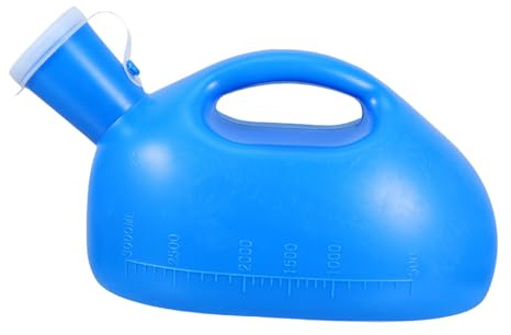 MOTHNUR Urinoir de Lit pour Hommes 3000ml Bleu Ergonomique en Plastique Lisse, Bouteille D'urine Portable Anti-éclaboussures pour Nuit, Voyage et Usage