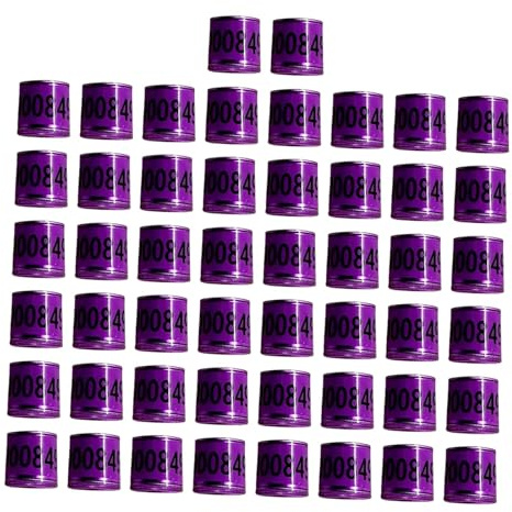 LOVIVER 50 bagues d'identification numérotées pour Pigeons, Outils de Gestion des Oiseaux, bagues pour Pigeons Nains, pinsons, Canards et Poulets, Violet