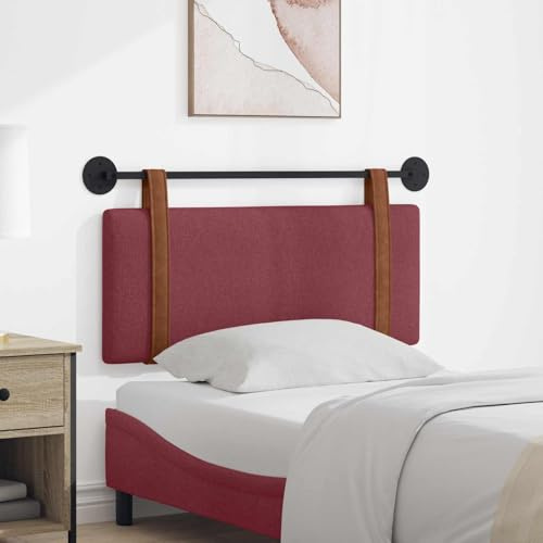 SooIarix Hängande framsida, enfärgad, vinröd, 110 x 55 x 5 cm, antik PU vadderad huvudgavel, väggkudde, säng med avtagbara remmar, modern väggdyna, självhäftande, mångsidig för sovrum och