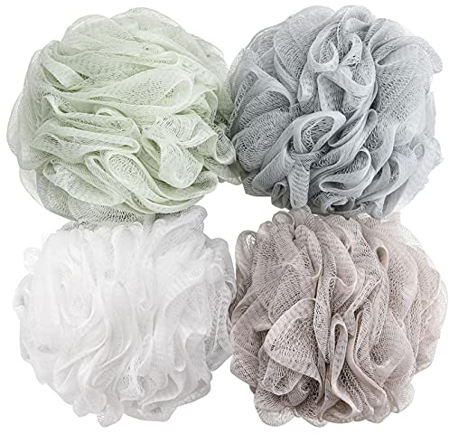 BTYMS Bath Sponge Shower Loofahs 60g Mesh Pouf Bath Scrunchies Body Wash Puff Shower Puff - Pack of 4
