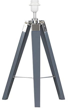 MiniSun | Modern Grey Wood and Silver Chrome Table Lamp Base | Table Lamps, Home Décor & Improvement Essential