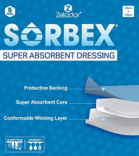 Sorbex Super Absorbent Dressing Pad for Moderate to Heavy Exuding Wounds (10x10cm)