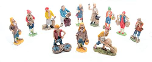 12 x Christmas Figurines 10cm Nativity Scene Set Farmers Animal Workers Jesus Dollhouse Accessories Men Official Nativity God