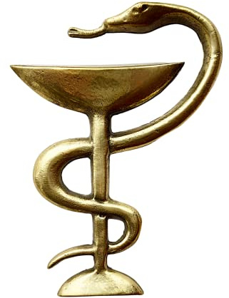 Bowl Of Hygieia Solid Brass Plaque Pharmacy Snake Symbol Doctor Pharmacist Grave Marker Ornament Headstone Decorating Monument Decor Medicine Sign
