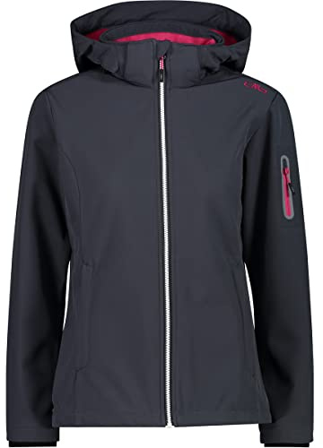 CMP Chaqueta softshell de mujer con capucha desmontable, Titanio-Fucsia, XXS