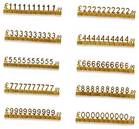 Mini kub prislapp, 10 uppsättningar prisvisningskuber, justerbar 3D metall priskubsats för smycken, klocka, ring, butik, prisvisning - guld/GBP
