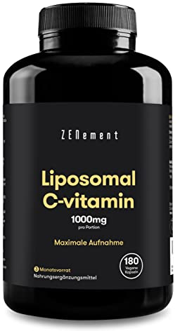 Vitamine C Liposomale 1000 mg - 180 Gélules Vegan (3 mois) - Acide Ascorbique Haute Absorption, Dosage Puissant - Contribue au Fonctionnement Normal du Système Immunitaire