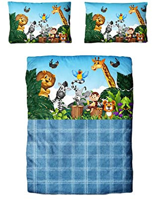 Traumschloss Renforcé Bettwäsche »Junior«, Afrika Tierfreunde, 100x135 & 40x60, 100% Baumwolle, atmungsaktiv & weich, Kinderbettwäsche-Set mit Reißverschluss bestehend aus Kissen und Bettbezug