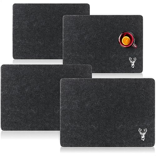 com-four® 4-teiliges Platzset Hirsch - Moderne Filz-Platzmatte im Vintage Design - Premium Tischset aus Filz - abwischbare Geschirr-Unterlagen (Platzmatte 4 Stück - Hirsch - schwarz)