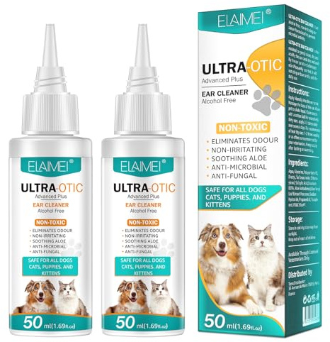 Smddx Dog Ear Drops,(50mlx2) Dog Ear Drops for Infection Antibiotics,Ear Cleaner for Dogs Provides Relief for Yeast Infection, Itching and Odours-First Aid Antiseptic for Puppy,Cats and Dogs