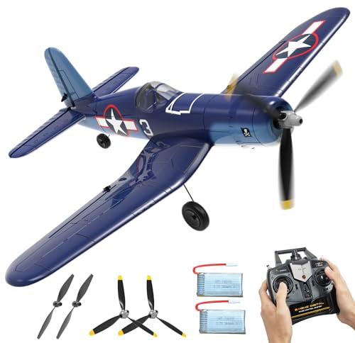 RCSHOBBY RC Plane 4-CH Remote Control Airplane F4U Corsair RTF Aircraft with One-Key Aerobatic and 6-axis Stabilizer,Ready to Fly RC Airplane for Beginner, Ideal Gift for Adults