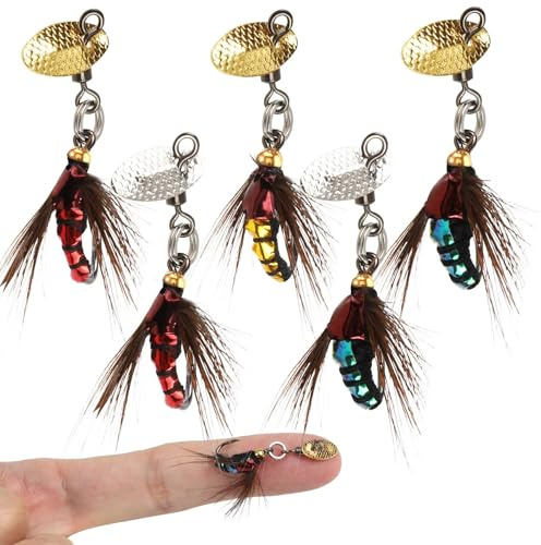 Dovesun Fly Fishing Trout Lures with Fishing Spinner Hook8# 5pcs