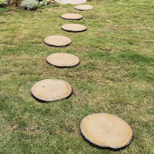Trittsteine für Garten 3D-Dekor-Trittsteine in Holzform für Den Garten, Runde Dekoration Fuß Stein Kits Holzstruktur, Gehweg-Trittsteine Im Freien, Gartenkunst-Ornament (Color : 6 pcs)