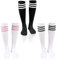 EUPSIIU 3 Paar Kniestrümpfe Damen, Socken Gestreifte, Lange Socken, Kompressionsstrümpfe, Fußballsocken, Sportsocken Unisex, Overknee Strümpfe für Laufen Fußball Cheerleading Sport (Mehrfarbig)