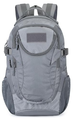 HUNTVP® 25L Taktisch Rucksack MOLLE Schultasche Militärisch Schulranzen Daypack Wasserdicht Mini Erwachsene Tagesrucksack Sportrucksack Trekkingrucksack für Outdoor Sport Fitness Wandern (Grau)