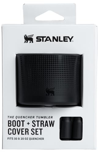 STANLEY Quencher Boot and Straw Cover Cap | Anti-Slip Silicone Protector for 20 & 30 oz Tumbler with Handle | Accessory Set for Stainless Steel Drinking Cup | Black