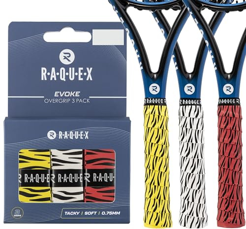 Raquex Nastro Adesivo Mimetico Evoke - Nastro per Impugnatura per Racchette da Tennis - Nastro Antiscivolo per Racchette da Tennis, Badminton e Squash - Confezione da 3 (Trio Tribale)