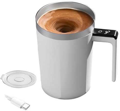 Marooma Tasse à café Auto-remuante, Tasse Auto-remuante Rechargeable avec Couvercle, Tasse de Mélange Magnétique électrique pour café, Lait, Cacao, Tasse de Mélangeur Automatique
