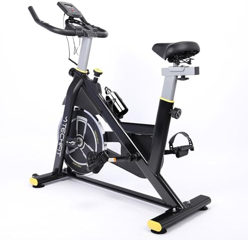 TechFit Fitnessbike Heimtrainer, 8kg Schwungmasse, 99 Widerstandsstufen, verstellbarer Sitz/Lenker, Puls-Sensoren, Tablet-Halter, bis 120kg, ergonomische Pedale, für Anfänger & Fortgeschrittene
