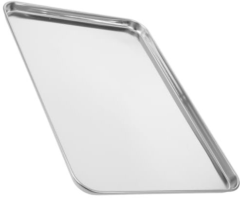 Garneck Vassoio in Acciaio Inossidabile Rettangolare da Portata 35x25 Cm - Vassoio Cucina in Metallo per Servire Alimenti - Ideale per Ristoranti e Feste Facile da Pulire e Impilabile