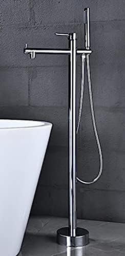 Robinet De Baignoire Sur Pied Avec Douchette À Main, Robinet D'Eau Chaude Et Froide Sur Pied - Blanc, Doré, Chromé,