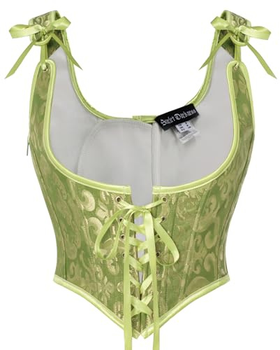 SCARLET DARKNESS Corset for Women Floral Lace up Retro Underbust Corsets Tops Green 18