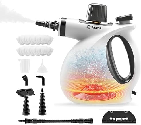 Saker Handheld Steam Cleaner New,Portable Steam Cleaner for Home,1050W Steam Cleaner,8 Fiber Cloths for Quick Heating & Deep Cleaning of Floors, Cars, and Kitchen