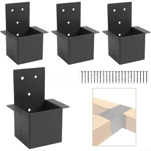 Galvanized Steel Pergola Bracket Kit with Screws for Wall Mounting Designed for Pavilion Column Connection and Long Lasting Outdoor Durability (4 Pieces)