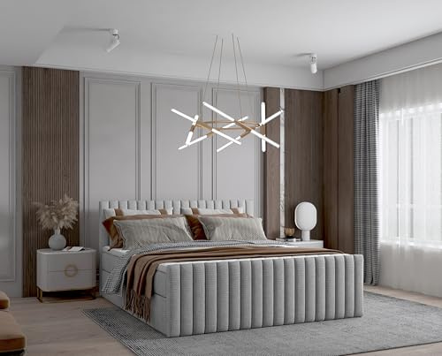 Imebel Boxspringbett 200x200 cm, Bett mit Matratze H3 und Stauraum, Polsterbett mit Bettkasten, Boxbett 200x200 Komplett, Doppelbett mit Bonell-Matratze, Bett für Schlafzimmer VIVO